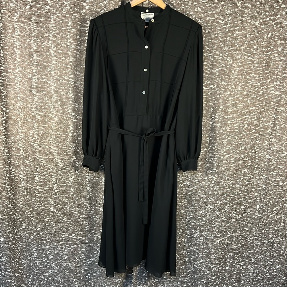 Pierre Cardin Boutique Vintage Black‎ Long Sleeve High Neck Dress